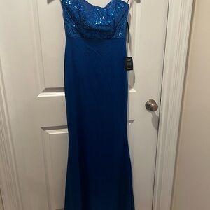Lulu's Strapless Blue Sequin Dress